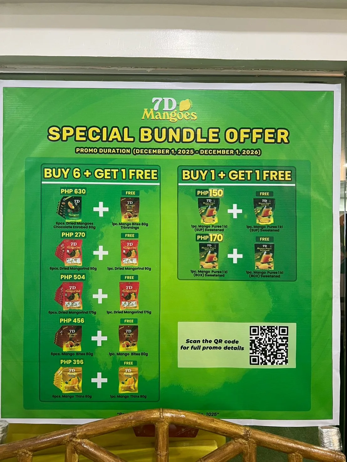 7D工場直売所のSPECIAL BUNDLE OFFERの掲示