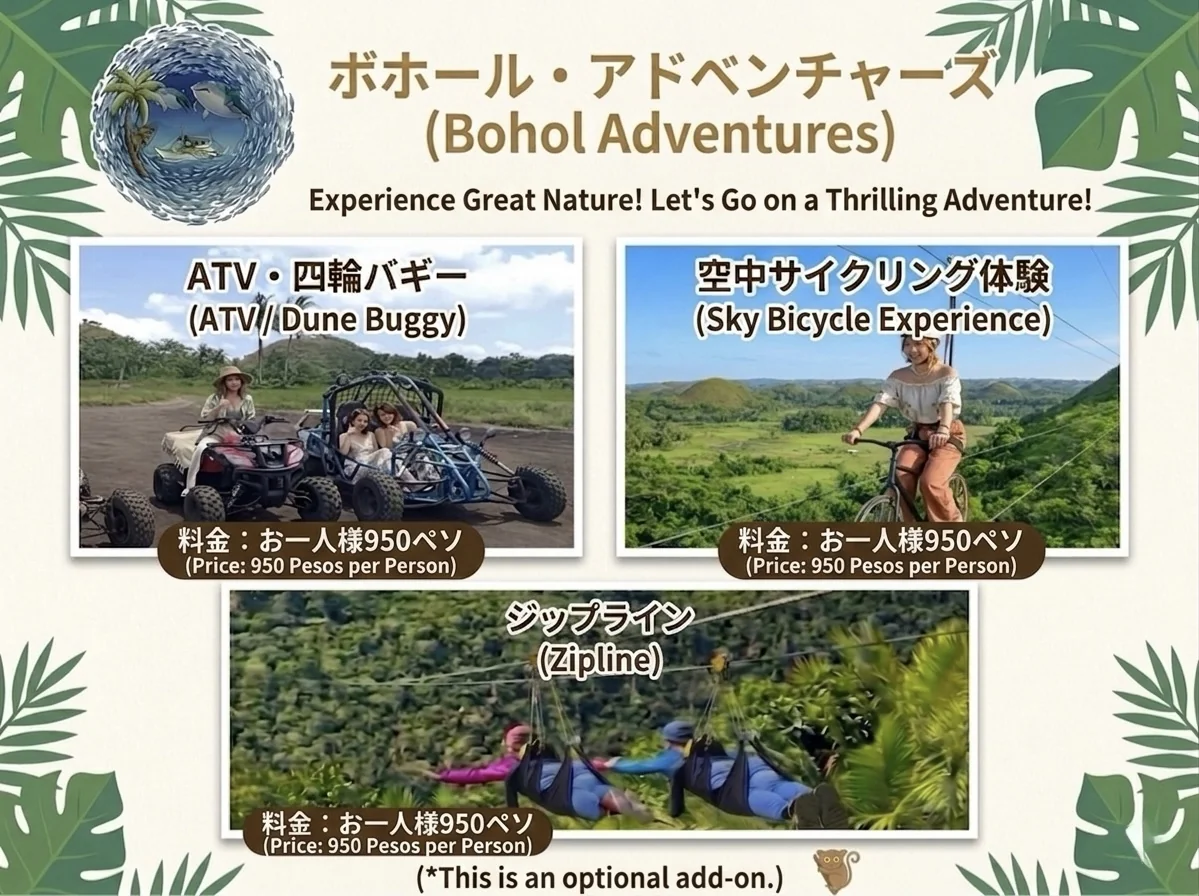 ボホール島 ATV・ジップライン・スカイバイクのアクティビティ